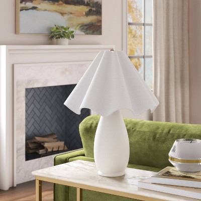 Wavy Shade Collection with Ceramic Base Table Lamp - Thumbnail 2