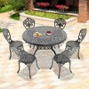 7-Piece Patio Set: Round Table & 6 Chairs - Cast Aluminum, All-Weather/Umbrella Hole & Adjustable Legs for Balcony/Backyard - 2 of 4