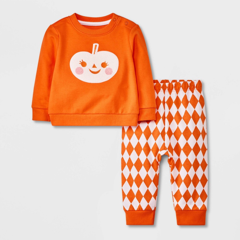 Baby Halloween Pumpkin Top & Pants Set - Cat & Jack™ Orange 6-9M