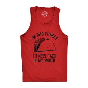 Mens Fitness Taco In My Mouth Tanktop Funny Shirt - Crazy Dog Men's Tank Top - 1 of 4