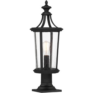 John Timberland Leto 24 1/2" High Modern Outdoor Post Light Fixture Pole Porch House with Pier Mount Adapter Waterproof Black Metal Clear Glass Shade - 1 of 4