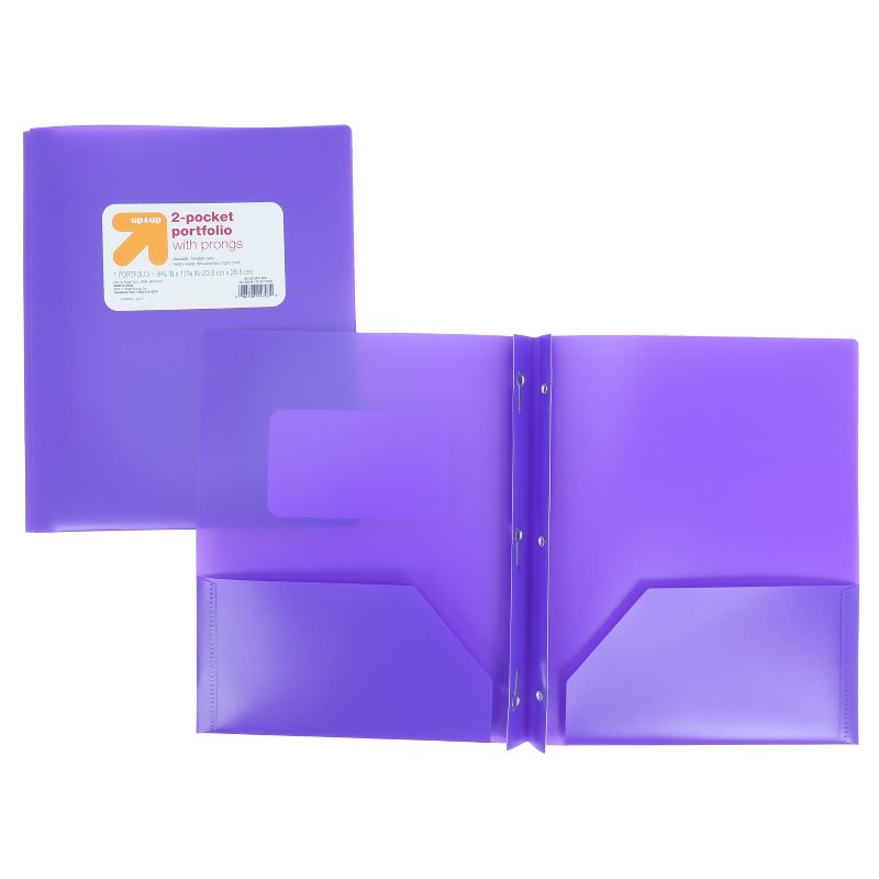 2 Pocket Plastic Folder with Prongs - up & up™, 3 of 8