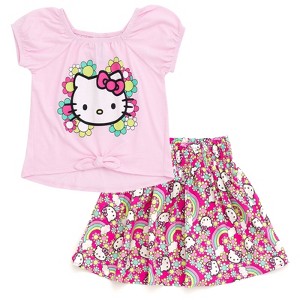 Hello Kitty Square Neck T-Shirt and Skirt Outfit Set - 1 of 4