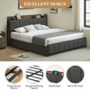 Linen Upholstered Platform Bed Frame with Storage Drawers & Charging Station – Light Grey, No Box Spring Needed - 3 of 4