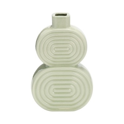 Sagebrook Home Stacked Circle Ceramic Vase - Contemporary Creative Abstract Vase for Home or Office Decorative