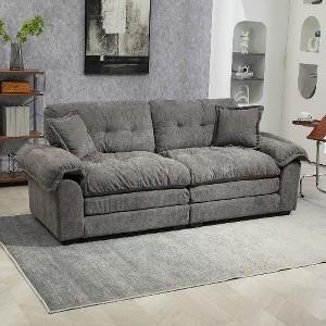 CAVINAS 84 Inch Chenille Sofa, Upholstered Loveseat Sofa, Deep Seat Sofa Couch with 2 Throw Pillows & Memory Foam for Living Room, Office, Bedroom - 1 of 4