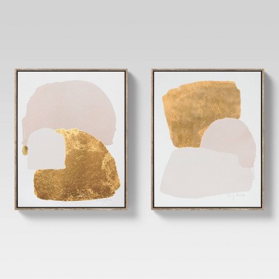 Photo 1 of (Set of 2) 16 x 20 Framed Canvases Pink/Gold - Threshold