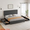 Full/Queen/King Size Bed Frame, Platform Storage Bed w/ 4 Drawers, Upholstered w/Adjustable Headboard, Wood Slat Support - 3 of 4