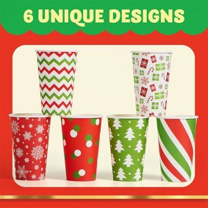 Joyfy 24-Pack 16oz Christmas Cups with Lids & Sleeves - Holiday Disposable Drinkware for Hot/Cold Beverages & Party Decor - 1 of 4