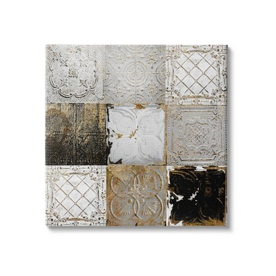 Stupell Industries Antique Tile Pattern Collage Gallery Wrapped Canvas Wall Art