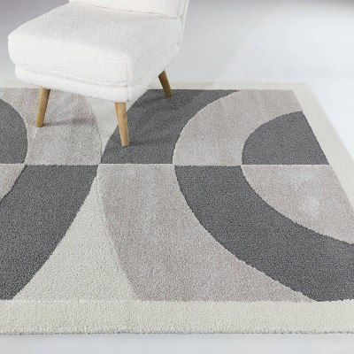 8' x 10' Black and Gray Geometric Synthetic Kids' Area Rug