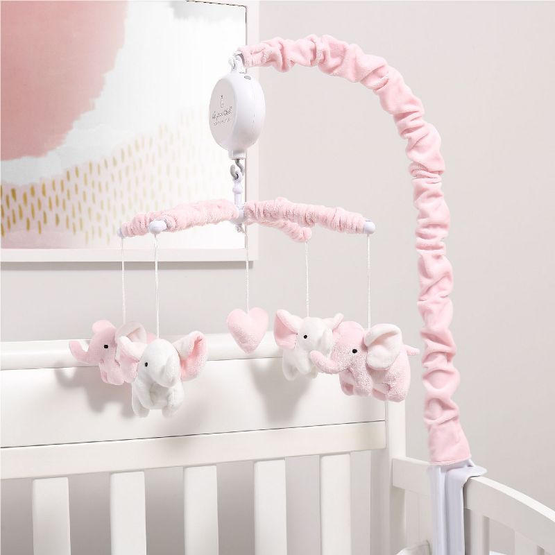 The Peanutshell Pink Elephant Musical Baby Crib Mobile for Girls, 6 of 9