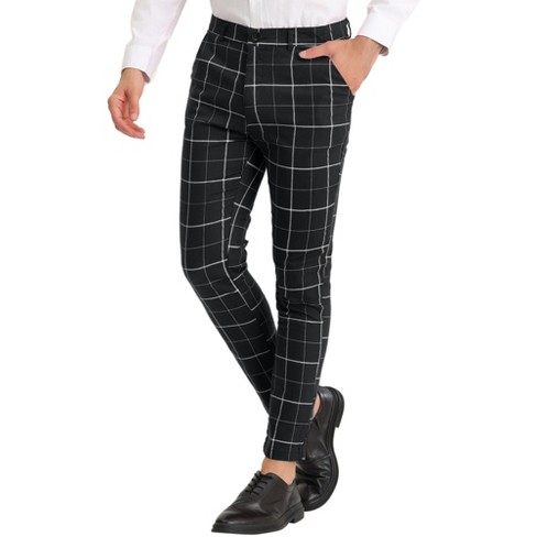 Lars Amadeus Men's Dress Striped Slim Fit Flat Front Business Trousers  Black 34