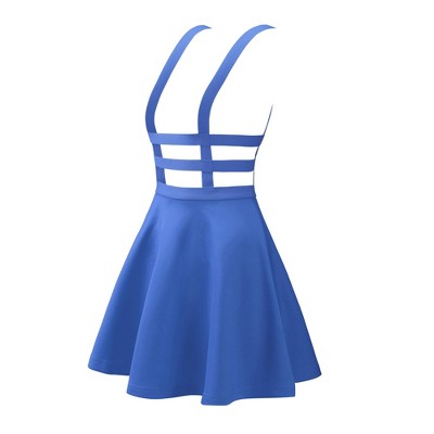 INSPIRE CHIC Women's Pleated A-Line Elastic Waist Mini Braces Suspender Skirt