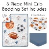 Sweet Jojo Designs Boy Baby Mini Crib Bedding Set - Watercolor Sports Theme Blue Brown and Orange 3pc - 2 of 4