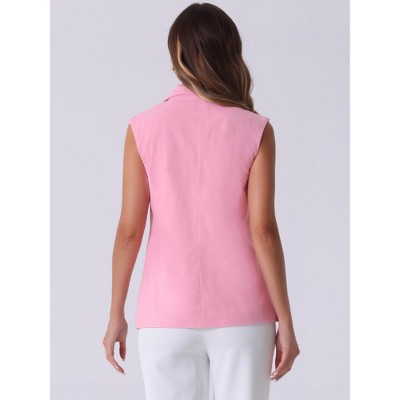INSPIRE CHIC Women's Sleeveless Business Casual Work Office Suit Vest Jackets Pink Small — фото 3