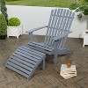 Saranac 2-Piece Traditional Rustic Acacia Wood Adirondack Chair with Detachable Ottoman- JONATHAN Y - 2 of 4