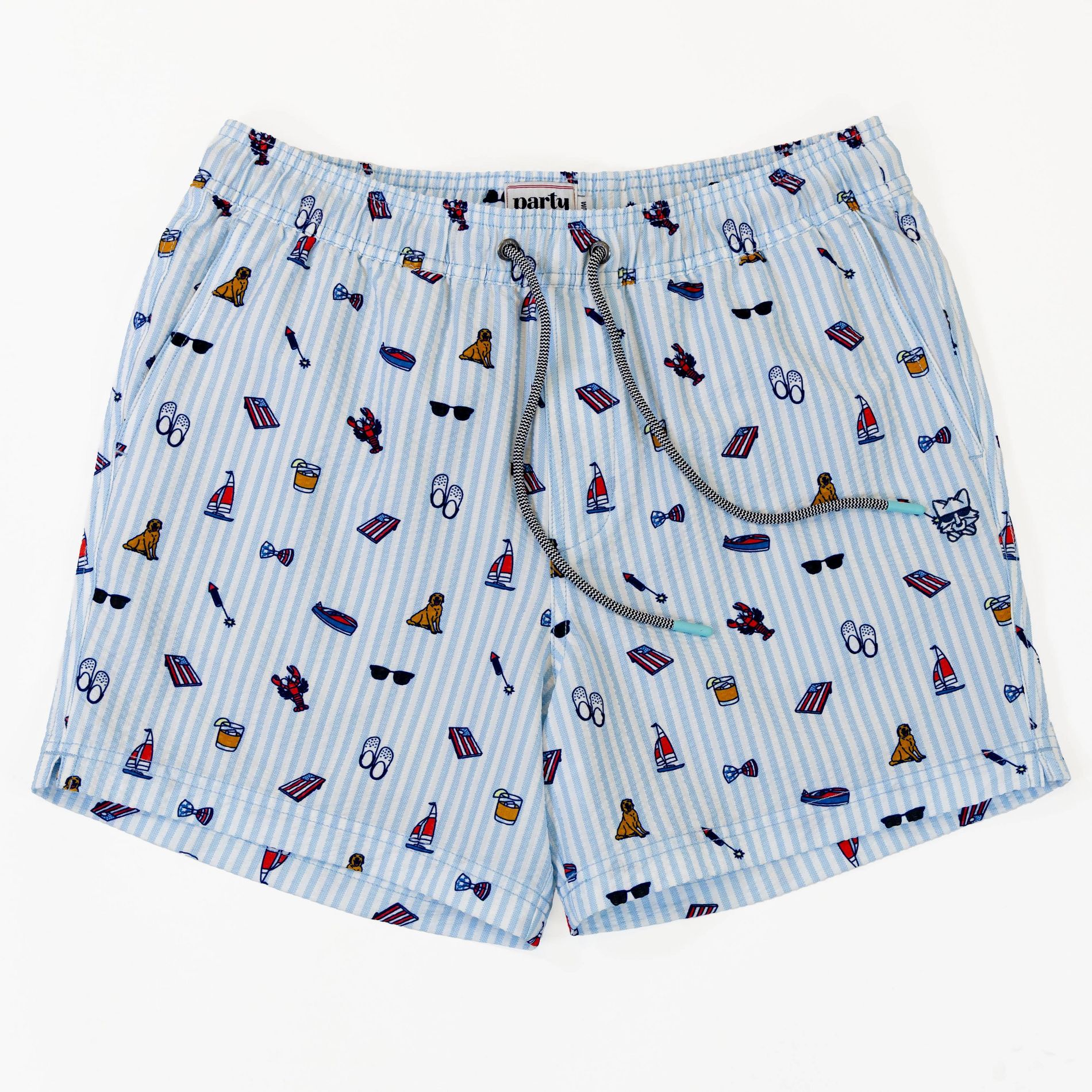 Party Pants Men’s Proper Happy Hour Swim Shorts - Light Blue