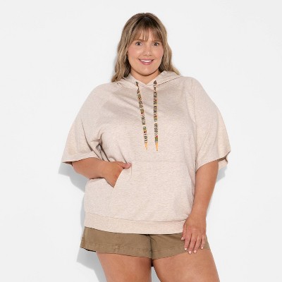 Pride Adult French Terry Short Sleeve Pullover Hoodie - Oatmeal