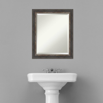 Rustic Charcoal Wood Framed Rectangular Bathroom Vanity Mirror