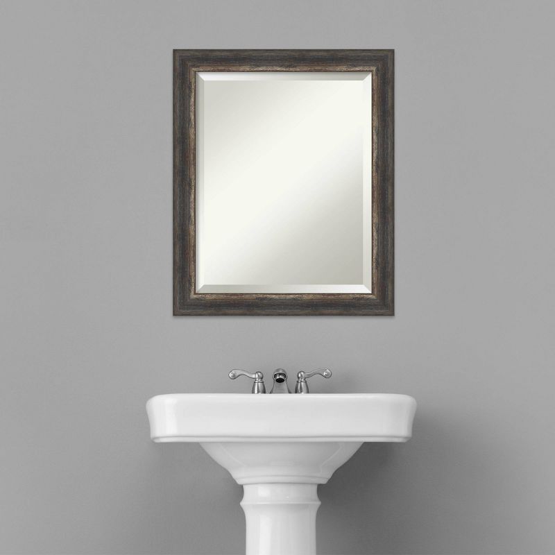 Bark Rustic Framed Bathroom Vanity Wall Mirror Charcoal - Amanti Art, 6 of 10