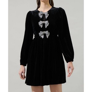 Women's Glow Bow Velvet Dress - SUGARLIPS - 1 of 2