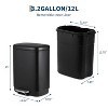 Bathroom Trash Bin with Lid, 3.2 Gallon Stainless Steel Kitchen Trash Can, Soft-Close Pedal - 2 of 4