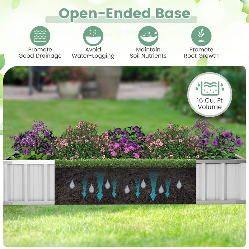 Tangkula 69” x 36” x 12” Galvanized Raised Garden Bed with Greenhouse Cover Raised Planter Box Kit with Roll-up Door 8PCS T Tags & A Pair of Gloves, 5 of 11