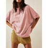 Imily Bela Womens Oversized Casual Summer Crew Neck Loose Dropped Short Sleeve Side Slit Hem Tunic Blouse Light - 2 of 4