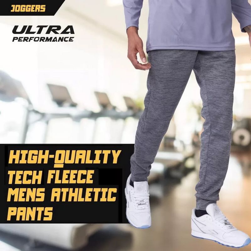 Ultra Performance Mens 3 Pack Joggers | Mens Marled Colored Athletic Bottoms with Pockets, 3 of 5
