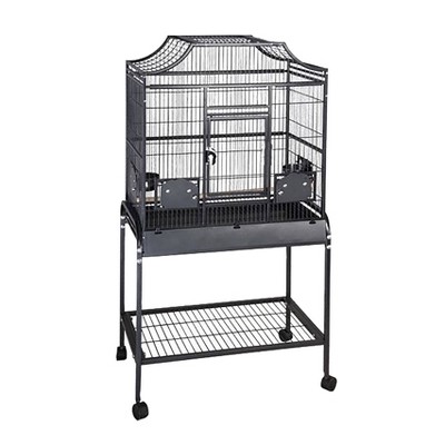 Elegant Black Metal Flight Bird Cage with Stand
