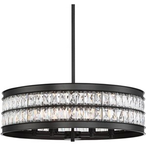 Regency Hill Oil Rubbed Bronze Pendant Chandelier 23 1/2" Wide 6-Light Drum Clear Crystal Dining Room House Foyer Kitchen - 1 of 4