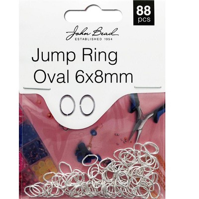 John Bead Must Have Findings Metal Silver 8x6mm Oval Jump Rings for Jewelry Making Findings, 88 Pieces