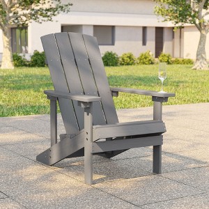 Sonkuki Outdoor Recycled Plastic Wood Adirondack Chair Lounger for Patio, Backyard - 1 of 4