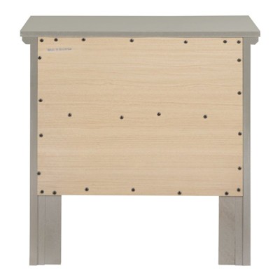 Champagne Silver 24" 2-Drawer Nightstand with Nickel Hardware