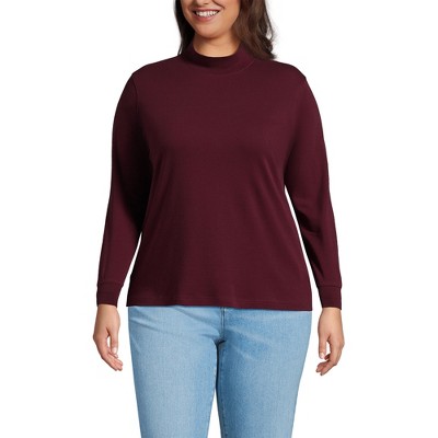 Lands' End Women's Relaxed Cotton Long Sleeve Mock Turtleneck