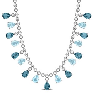 EVERLY JEWELRY | Sterling Silver 15 1/3ct TGW Sky Blue Topaz and London Blue Topaz Necklace, 17 inc - 1 of 4