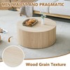 Infurnic Coffee Tables Wood Round Cylinder Coffee Table with  Natural Wood Finish for Living Room, Beige, 27.5"*27.5"*12" - 4 of 4