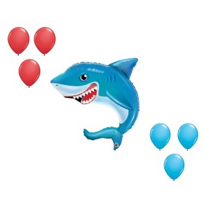 LOONBALLOON 36 Inch Smilin Shark Balloon Medium Shape Set (6x latex) - 1 of 1