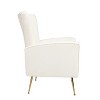 Velvet Accent Chair, Wingback Arm Chair with Gold Legs, Upholstered Single Sofa White - 3 of 4