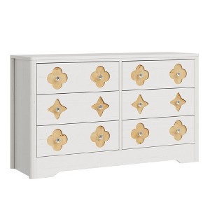 Rattan Dresser for Bedroom with 6 Drawers, 47'' Wide Chest of Large Drawers with Large Clothes Storage, 6 Drawer Dresser, Brwon - 1 of 1