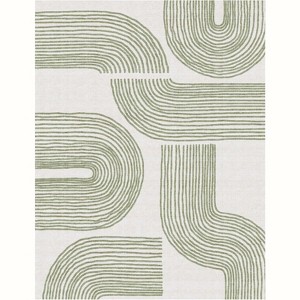 Machine Washable Area Rugs with Non-Slip Backing - Soft Vintage Farmhouse Grid Pattern No Shedding Low Pile Carpet for Living Room - 1 of 1