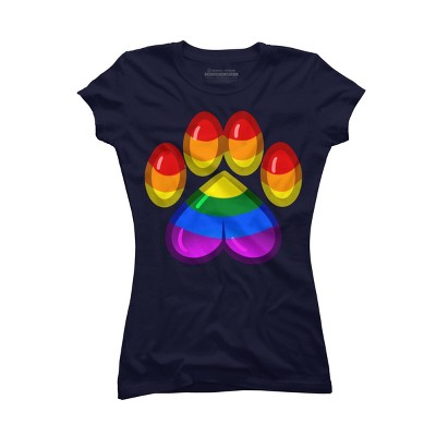 Adult Design By Humans Rainbow Pride Heart Pawprint By leashonlife T-Shirt