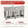 58 inch Double Dog Crate Furniture - Heavy Duty Wood Kennel with 2 Drawers & Removable Divider for 2 Dogs Indoor, Gray - 3 of 4