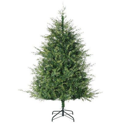 HOMCOM 6ft Artificial Christmas Tree Holiday Decoration with Auto Open, Steel Base, Wide Shape, Green