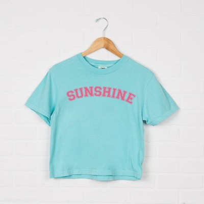 Simply Sage Market Women's Sunshine Block Short Sleeve Relaxed Fit Cropped Tee