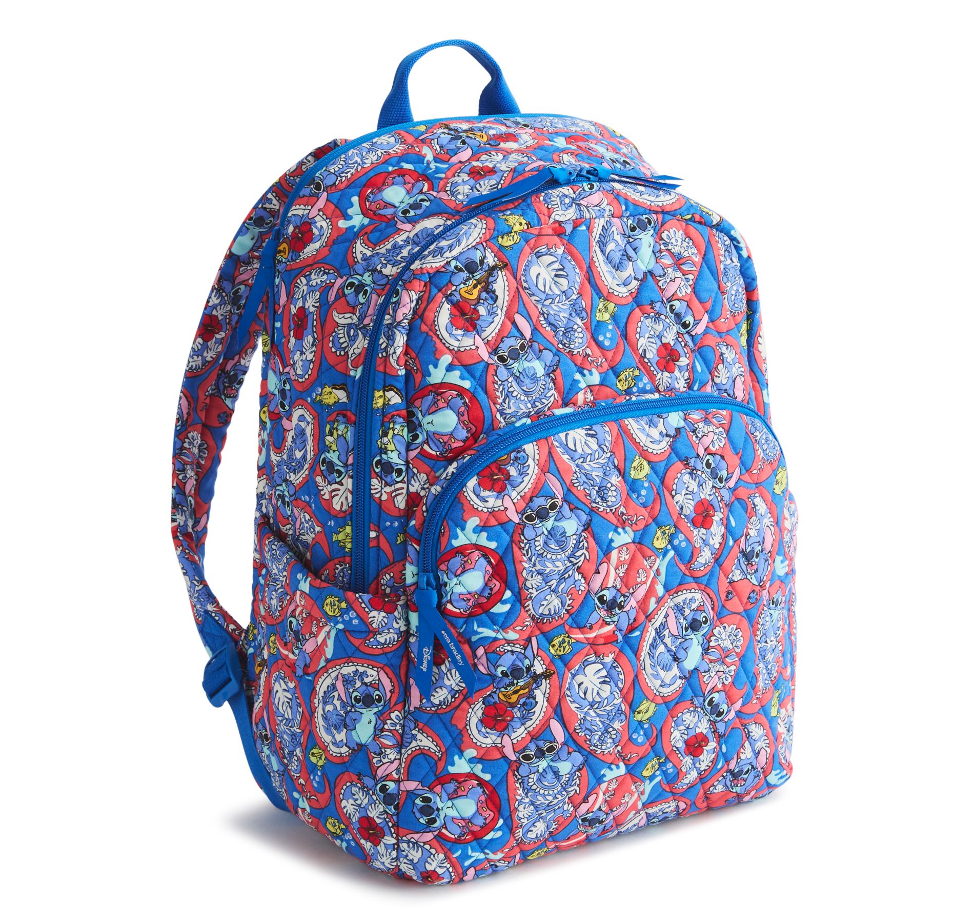 Vera Bradley Women's Disney Lilo and Stitch Cotton Essential Large Backpack Stitch Monstera Paisley