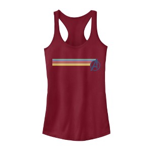 Juniors Womens Marvel Avengers Rainbow Streak Logo Racerback Tank Top - 1 of 3