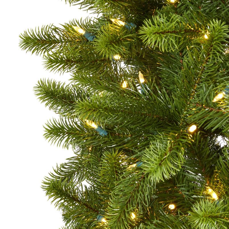 Nearly Natural 8&#39; Pre-Lit LED Slim Virginia Spruce Artificial Christmas Tree Multifunctional Clear Lights, 3 of 11