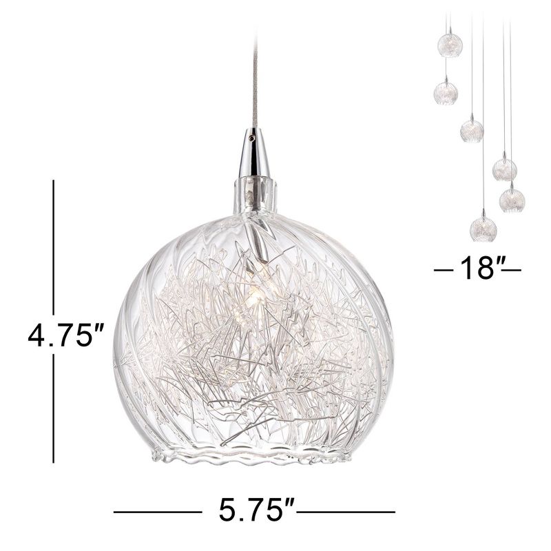 Possini Euro Design Wired Chrome Multi Light Pendant Chandelier 18" Wide Modern Clear Art Glass for Dining Room House Foyer Kitchen Island Entryway, 4 of 8